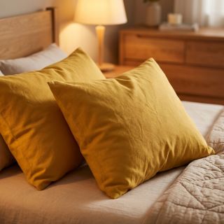 Popelín pamut anyag ochre