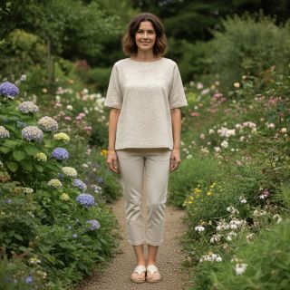 Pamutvászon EMBROIDERY GABARDINE Luana natural