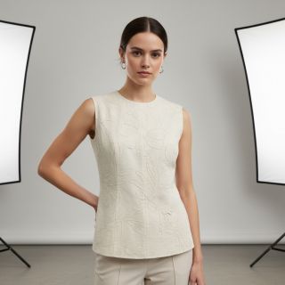 Pamutvászon EMBROIDERY GABARDINE Luana natural