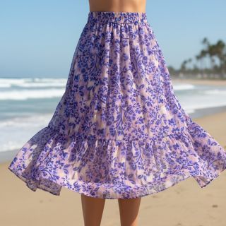 Pamutvászon SATIN Purple flowers digital print