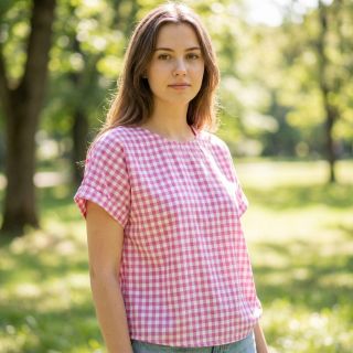 Pamutvászon Check pink