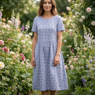 Pamutvászon Check lavender