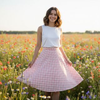 Pamutvászon Check old rose