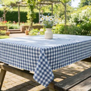 Pamutvászon Check blue