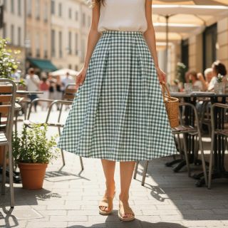 Pamutvászon Check teal