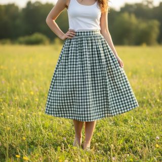 Pamutvászon Check dark green