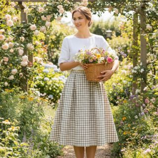 Pamutvászon Check sand