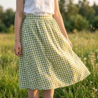 Pamutvászon Check old lime