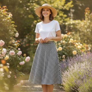 Pamutvászon Check black