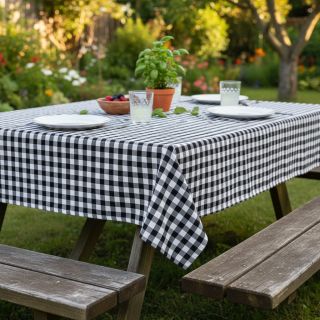 Pamutvászon Check black