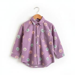 Pamutvászon FLANNEL Happy faces lavender