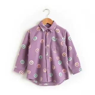 Pamutvászon FLANNEL Happy faces lavender