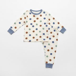 Pamutvászon FLANNEL Happy faces off white green