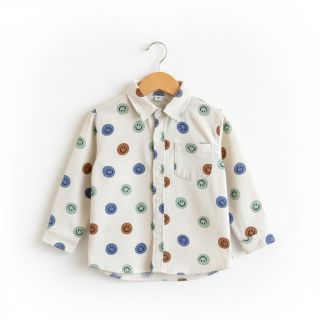 Pamutvászon FLANNEL Happy faces off white green