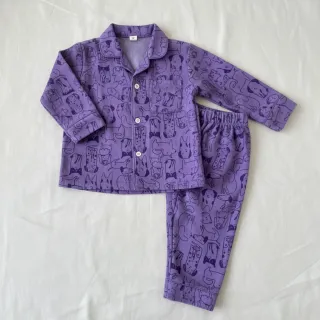 Pamutvászon FLANNEL Dogs purple