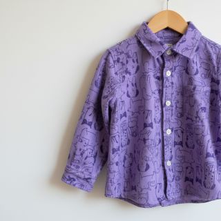 Pamutvászon FLANNEL Dogs purple