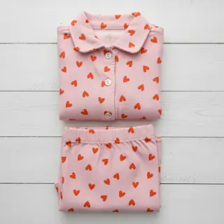 Pamutvászon FLANNEL Hearts pink