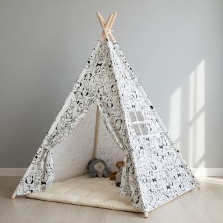 Pamutvászon FLANNEL Dogs off white