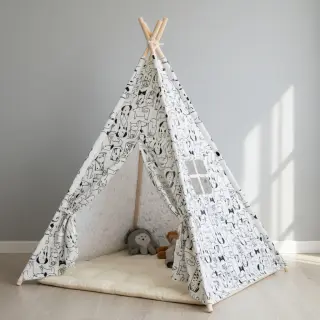 Pamutvászon FLANNEL Dogs off white