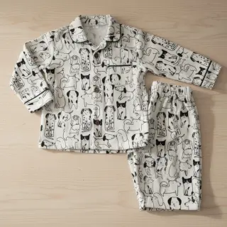 Pamutvászon FLANNEL Dogs off white