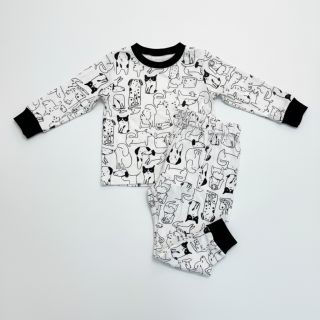 Pamutvászon FLANNEL Dogs off white