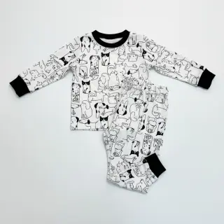 Pamutvászon FLANNEL Dogs off white
