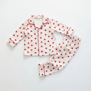 Pamutvászon FLANNEL Hearts off white