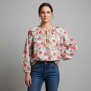 Pamutvászon Flower Sonja red digital print