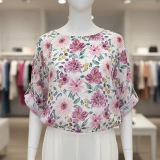 Pamutvászon Flower Sonja mauve digital print