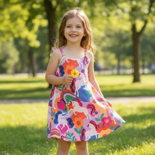 Pamutvászon Unicorns multi digital print