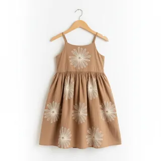 Pamutvászon EMBROIDERY Flowie cinnamon