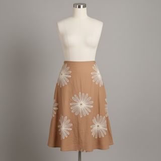 Pamutvászon EMBROIDERY Flowie cinnamon