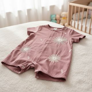 Pamutvászon EMBROIDERY Flowie mauve