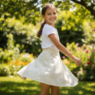 Pamutvászon lenvászonnal JACQUARD Flowers natural