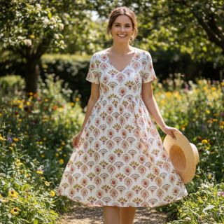 Pamutvászon Motif off white digital print