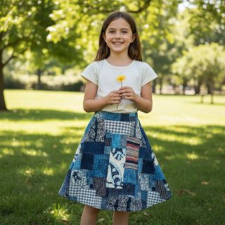 Pamutvászon TWILL DENIM Mix print design B