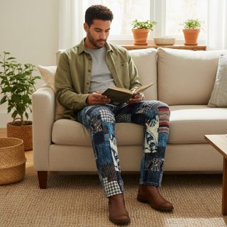 Pamutvászon TWILL DENIM Mix print design B