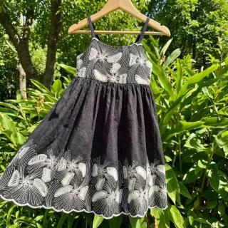Pamutvászon EMBROIDERY Amia black