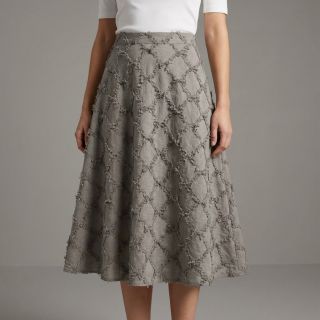 Pamutvászon lenvászonnal Vintage Fringe Diamonds grey