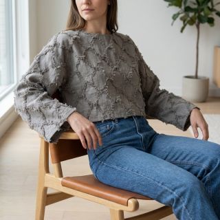 Pamutvászon lenvászonnal Vintage Fringe Diamonds grey