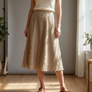 Pamutvászon lenvászonnal Vintage Fringe Stripe naturals