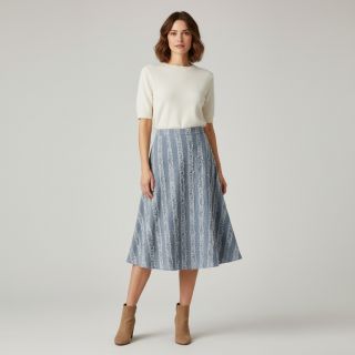 Pamutvászon lenvászonnal Vintage Fringe Stripe blue