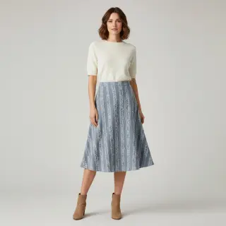 Pamutvászon lenvászonnal Vintage Fringe Stripe blue