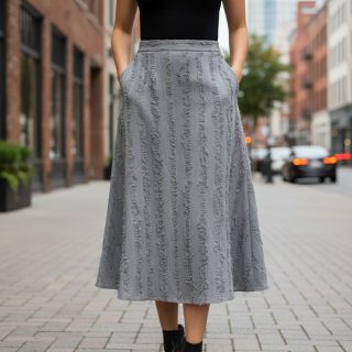 Pamutvászon lenvászonnal Vintage Fringe Stripe grey