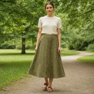 Pamutvászon lenvászonnal Vintage Fringe Stripe army