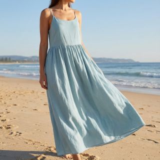 Pamutvászon lenvászonnal PREMIUM ocean blue