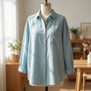 Pamutvászon lenvászonnal PREMIUM ocean blue