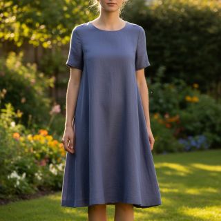 Pamutvászon lenvászonnal PREMIUM steel blue