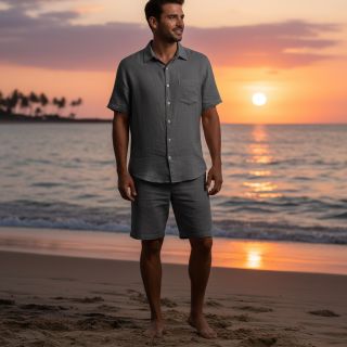 Pamutvászon lenvászonnal PREMIUM dark grey