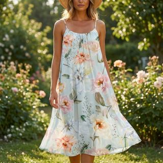 Pamutvászon SATIN Oahu green digital print